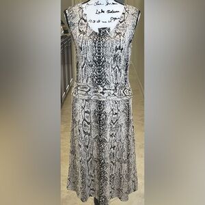 St. John Black and Gray Snake Print Dress